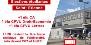 Image Elections étudiantes à Saint-Etienne : malgré les agressions l’UNI devient la première force politique de l’Université !