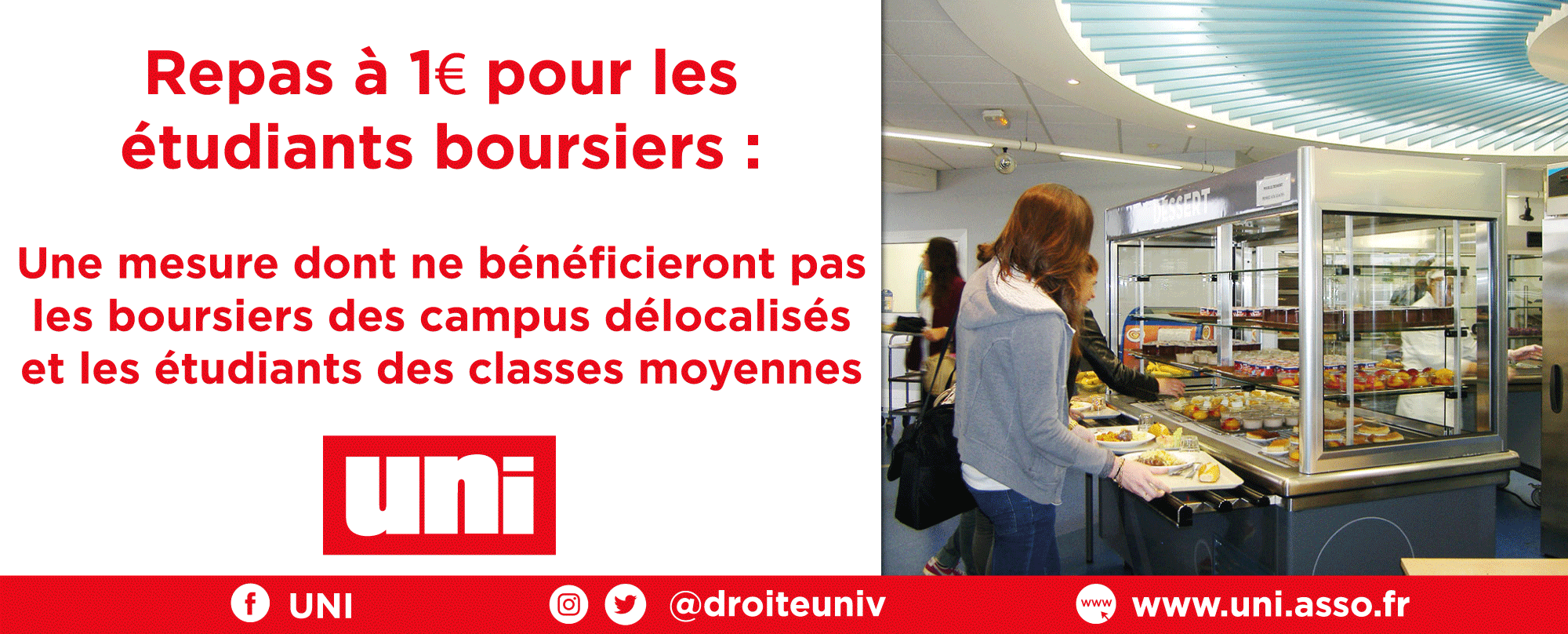 Image Repas à 1€ pour les étudiants boursiers : une mesure qui ne bénéficiera pas aux boursiers des campus délocalisés et aux étudiants des classes moyennes
