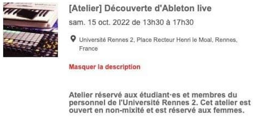 Image L’Université Rennes 2 met en place des ateliers musicaux interdits aux hommes ! 