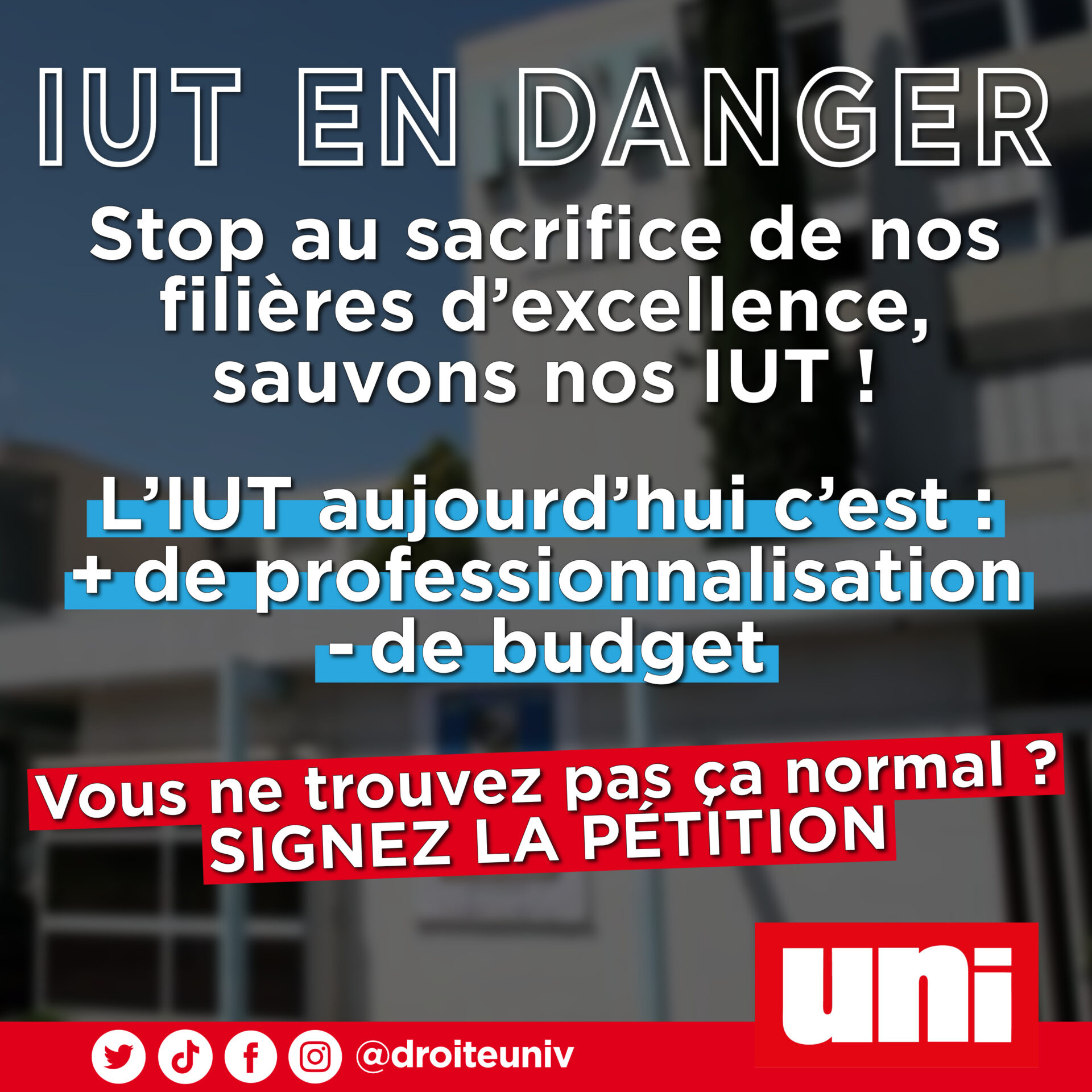 Image IUT en danger : stop au sacrifice de nos filières d’excellence !