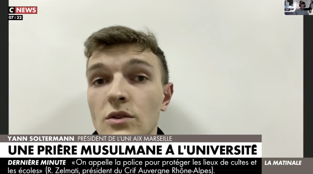 Image L’UNI Aix-Marseille sur CNEWS pour dénoncer une prière islamique à la fac