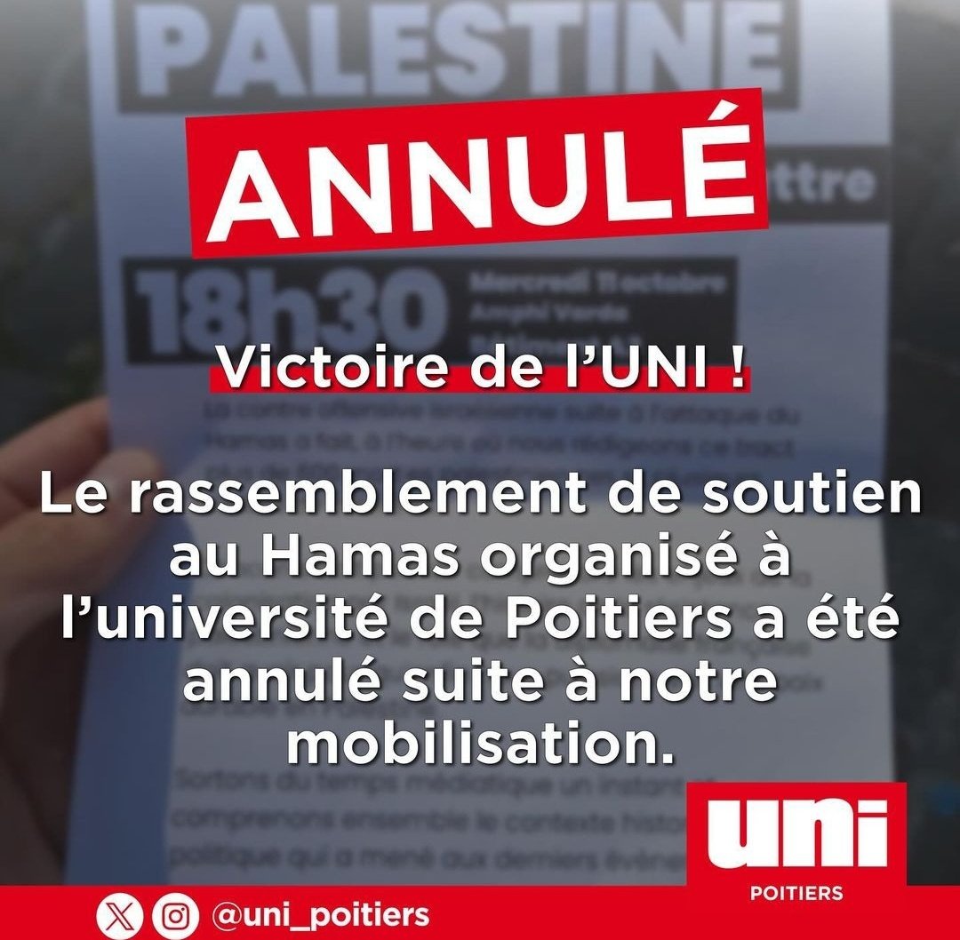 Image Victoire de l’UNI Poitiers face aux islamogauchistes !
