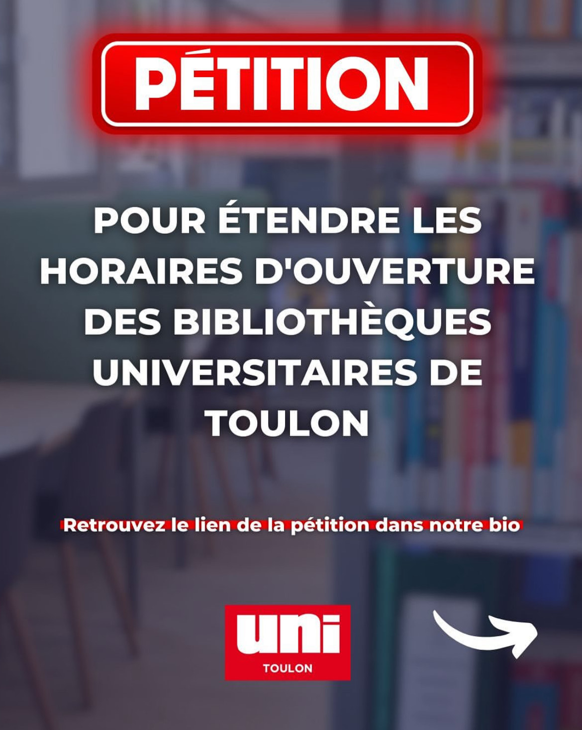 Image Pétition : Pour étendre les horaires d’ouverture des bibliothèques universitaires de Toulon