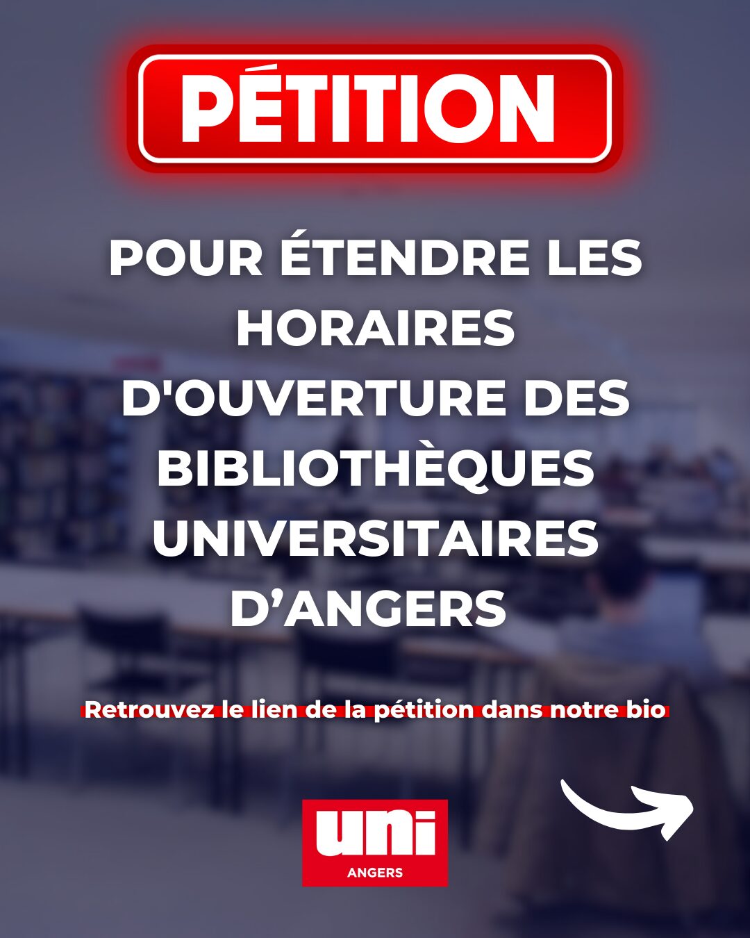 Image Pétition : Pour étendre les horaires d’ouverture des bibliothèques universitaires d’Angers