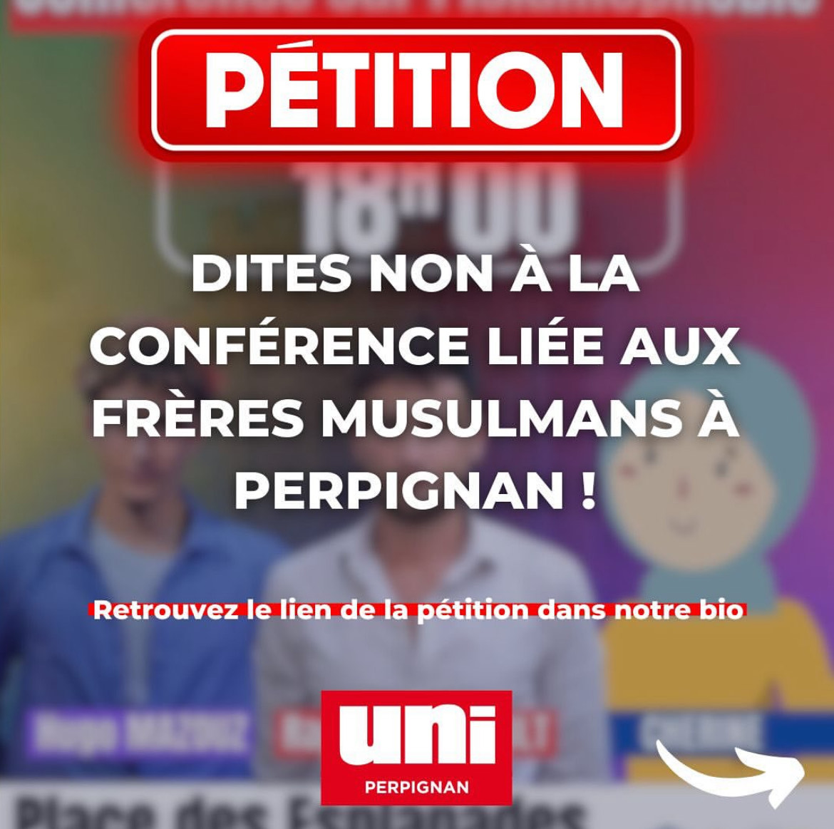 Image Pétition de l’UNI Perpignan pour exiger l’interdiction de la conférence avec l’EMF